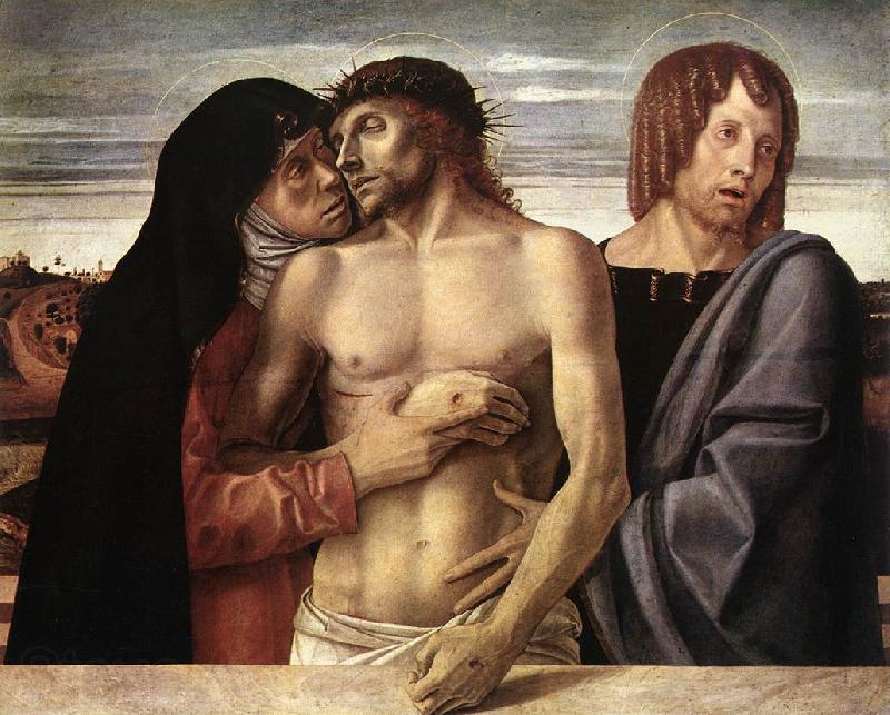 BELLINI, Giovanni Dead Christ Supported by the Madonna and St John (Pieta) France oil painting art